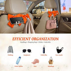 2 PCS Bow Pearl Car Seat Headrest Hook – Cute Purse Hook for Car, Girly Interior Decoration Accessories Hook Hanger, Seatback Holder for Purses & Bags, Elegant Car Organizer (Orange)