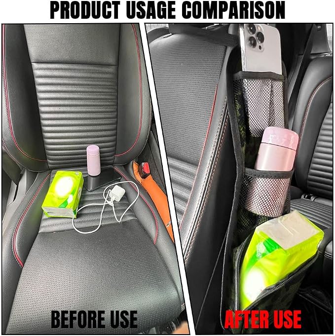 Car Seat Side Storage Pocket, Car Multifunctional Seat Organizer Hanging Bag, Auto Mobile Phone Wallet Sunglasses Mesh Net Pocket, Auto Accessories for Cars SUVs Trucks (Green, 1PCS)