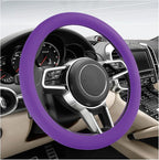 Car Steering Wheel Cover, 13 to 14.17 inches Anti-Slip Silicone Steering Wheel Protector, Soft Flexible Shock-Absorbent Steering Wheel Protective Cover for Most Car Models (Purple)