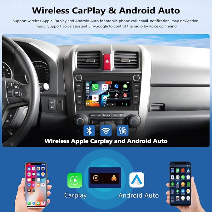 2G+64G Android Car Radio for Honda CRV 2007-2011 7” Touchscreen Car Stereo with CarPlay Android Auto Bluetooth FM GPS SWC WiFi Backup Camera