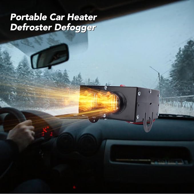 2 Hole Car Heater, 12V 600W Fast Heating, Portable Windshield Defroster with 2 Port Design, Low Noise, for Truck Vehicle Winter
