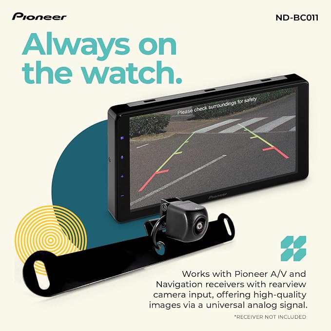 ND-BC011 Rear View Backup Camera – NTSC Universal Camera with Selectable Front View, 155° Wide Angle, Night Vision, High Res, License Plate Mount – Compatible with in-Dash Receivers