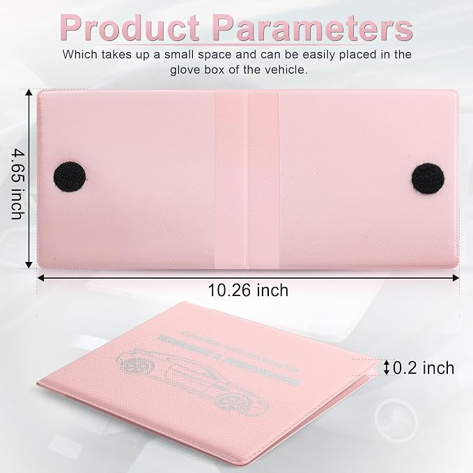 Car Registration and Insurance Card Holder, Vehicle Glove Box Car Organizer, Interior Car Accessories for Documents, Cards, License - 2 Pack