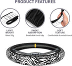 Zebra Steering Wheel Covers Non Slip Neoprene Stripe Pattern Steering Wheel Protector Cover Universal 15 inch for Women Men Car Trucks