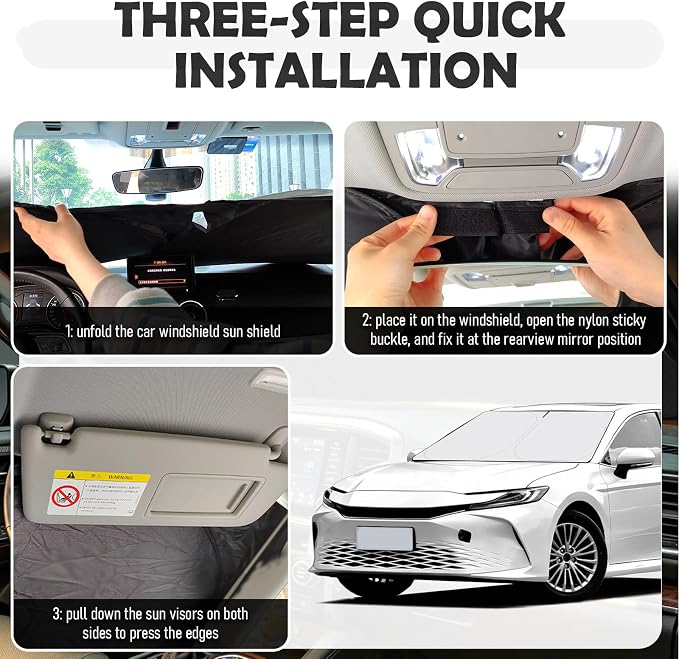 Car Windshield Sun Shade Compatible with Toyota 2025-2026 Camry,Oxford Cloth Windshield Cover Sun Shade with Storage Bag,Foldable Sunshade for Car Windshields Keeps Interior Cool