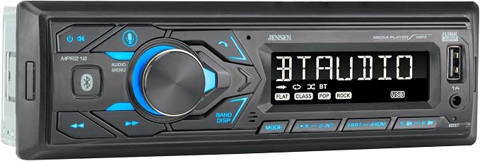 MPR210 Single DIN Bluetooth Car Stereo, Hands-Free, AM/FM, USB | Bluetooth hands-free calling and streaming, push-to-talk assistant, USB playback and charging