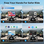 5 Inch Motorcycle Carplay GPS Navigation System with Apple Carplay and Android Auto Portable Screen with Dual Bluetooth, Navigation, Siri, Google Assistant（Not Inchluded TPMS）