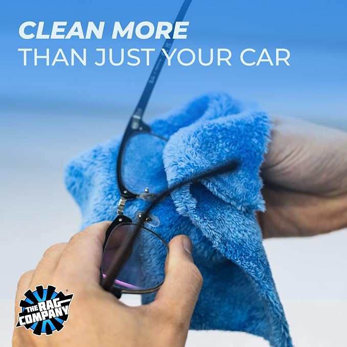 The Eaglet 500 - Professional Korean 70/30 Blend; Super Plush Microfiber Detailing Towels; Perfect for Wheels, Mirrors, and More; 500GSM; 8inx8in, Blue (10-Pack)