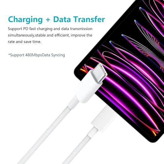 Compatible Car Carplay Cable for Apple 60W USB-C Woven Charger Charging Cord for iPhone 16 15 iPhone 15 Pro Max 15 Plus,AirPods 4, AirPods Pro 2nd,iPad 10th iPad Pro iPad Air USB A to USB C Cable Wire