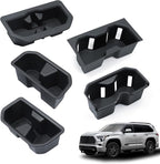 5PCS Cup Holder Set for Toyota Sequoia Accessories 2023 2024 2025 2026 TPE Cup Holder Insert Front Center Console/2nd/3rd Row Protector Organizer Pad for 2024 Sequoia (SR/Limited) 8 Seat Only