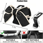 2 Pack Cute Bow Car Seat Headrest Hooks, Purse Hook for Car, Car Purse Hanger for Bags, Backseat Storage Organizer, Universal Vehicle Hooks for Women, Sedan SUV Truck, Black/White