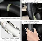 Black Avocado Green Car Steering Wheel Cover, Nappa Leather, Bottom Color Blocking, Universal 14.5-15 Inch Leather Anti-Slip Breathable Auto Steering Wheel Covers for Men Women