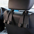 Headrest Hooks for Car, 2 Pack Twin Hook Leather Car Seat Headrest Hangers, Luxurious Heavy-Duty 100% Metal Purse & Bag Holder, Seat Back Storage Organizer for Travel, Black