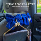 2 PCS Bow Pearl Car Seat Headrest Hook – Cute Purse Hook for Car, Girly Interior Decoration Accessories Hook Hanger, Seatback Holder for Purses & Bags, Elegant Car Organizer (Deep Blue)