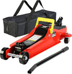 Floor Jack, Professional Heavy Duty Hydraulic Floor Jack, Low Profile Floor Jacks, Steel Racing Floor Jacks w/1 Piston Quick Lift Pump, Lifting 3.3"-15.2" 2 Ton(4400lb) Capacity Red