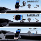 Phone Holder Car [Military-Grade Suction] Universal Car Phone Holder [Thick Case Friendly] Automobile Accessories Dashboard Air Vent Windshield Phone Mount Fit for iPhone Android Smartphones