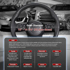Car Steering Wheel Cover Small-Size for Prius Civic Model 3 Model Y Camaro Rogue with 14"-14 1/4" Outer Diameter Leather with Carbon Fiber Pattern Black