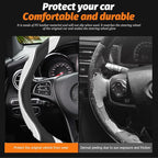 15 Inch Car Leather Steering Wheel Cover, Automotive Accessories Elastic Breathable Anti-Slip Soft Wheel Protector Fits Men and Women, Suitable for SUVs, Trucks, Vehicles and RVs (White)