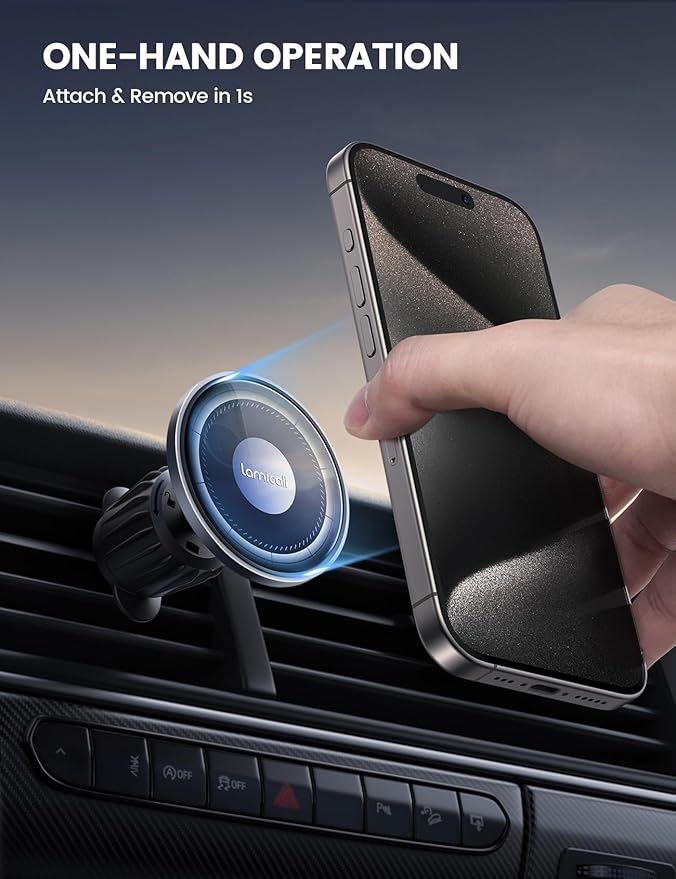 For MagSafe Car Mount - [20X Strong Magnets] [Metal Hook] Magnetic Phone Holders for Your Car - 360° Rotation Car Phone Holder Valentines Day Gift for iPhone 16 Pro Plus Max Case & All Phones
