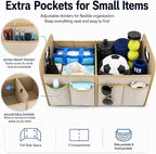 PAT SAM'S Trunk Organizer for SUV, Collapsible Car Trunk Organizer with Dividers, Waterproof 600D Oxford, Non-Slip Storage Organizer for Groceries, Tools, Travel, Truck & Car (Beige)