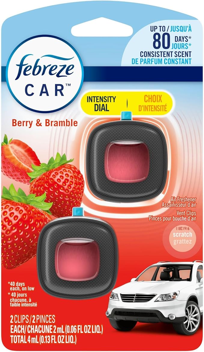 Car Air Freshener Vent Clip Berry & Bramble Scent,.06 oz. Car Vent Clip, 2 Count
