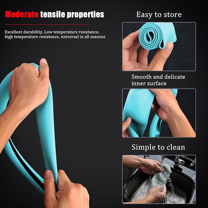 JDDRY Steering Wheel Cover - Silicone Protector - Universal Fit - Light Blue (1PC)