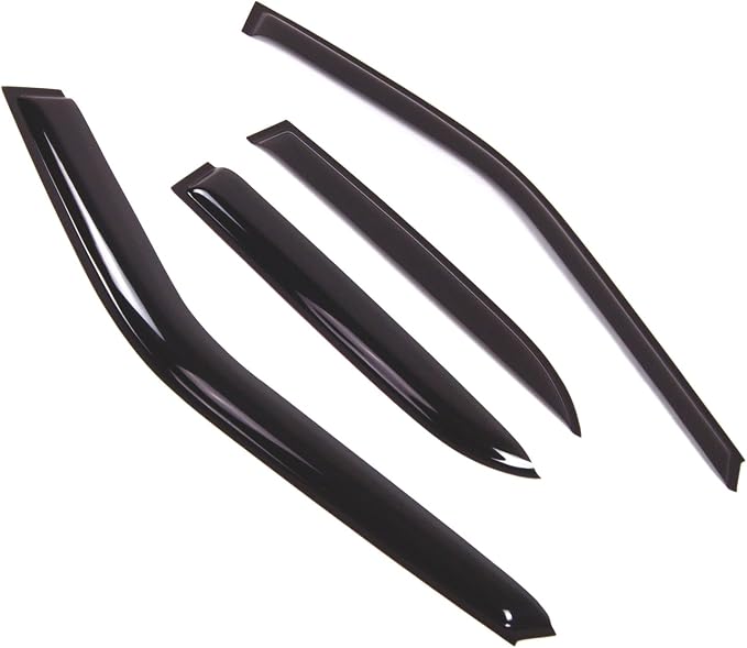 WD2-713 Dark Smoke 4 Pcs Set Window Visor (Outside Mount) Deflector Rain Guard Compatible with 1990-1994 Mazda 323
