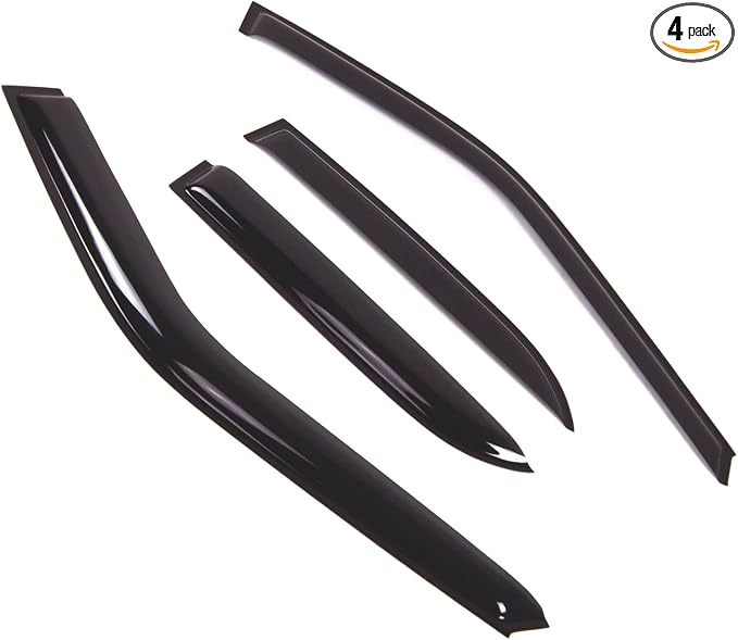 Outside Mount Window Vent Visors Rain Guards Compatible with Mazda 323 1990-1994 | Side Window Wind Deflectors Rain Shields | Smoke Tinted, 4 Pcs Set, DGWV-713