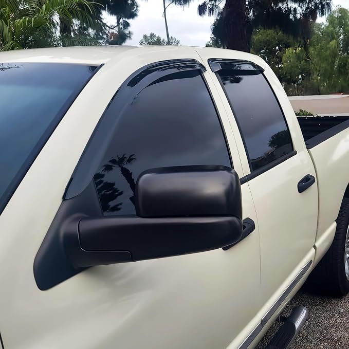 Tape-On Rain Guards for Chevy Silverado/GMC Sierra 1500 Crew Cab 2019-2024, Window Visors Vent Wind Deflectors-4PCS
