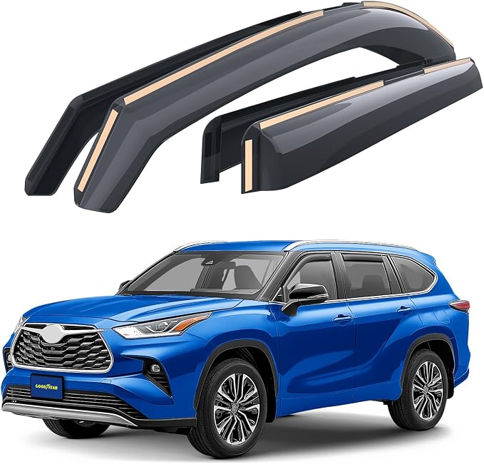 Goodyear Shatterproof in-Channel Window Deflectors for Toyota Highlander 2020-2026, Rain Guards, Window Visors for Cars, Vent Deflector, Car Accessories, 4 pcs - GY003460LP