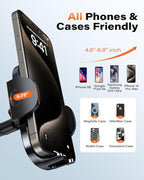 Gooseneck Car Phone Holder Heavy Duty Dashboard Windshield Phone Mount, Flexible Long Arm, Anti-Shake Stabilizer, Solid Suction Cup Phone Mount for All Cell Phones - Carbon Fiber Pattern