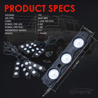White Truck Pickup Bed Light Kit, 24 Led Cargo Rock Lighting Kits w/Switch for Van Off-Road Under Car, Side Marker, Foot Wells, Rail Lights - 8 PCS
