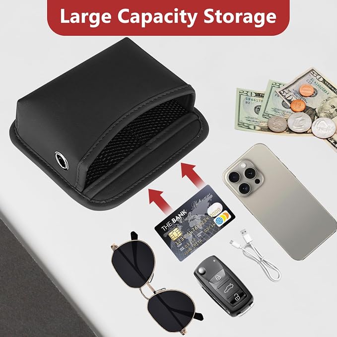 Car Seat Side Storage Pocket, Small Car Seat Organizers PU Leather Car Console Organizer Pocket Multifunctional Console Side Organizer Bag for Phone, Keys, Sunglass, Wallet, 1Pack