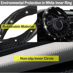 Diamond Leather Bling Steering Wheel Cover, Universal Car Steering Wheel Protector with Crystal Rhinestones Anti-Slip Soft Interior Accessories for Women and Girl Fit 15 inch -Black