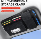 Car Sun Visor Organizer, Multi-compartment Storage Clip for Tissues ID Cards Sunglasses, Suede-like Premium Vehicle Visor Decorative Accessories, Universal for Most Vehicles (Black)