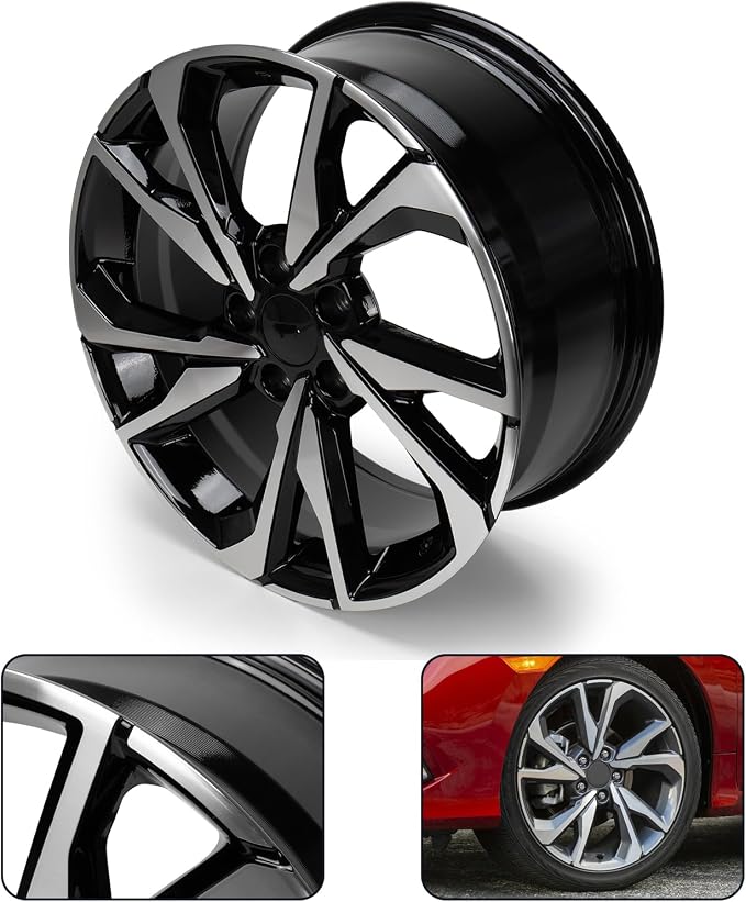 New 18'' x 8" Aluminum Alloy Wheel Rim Compatible with 2017-2021 Honda Civic, Factory Replacement Rim, Direct Fit, OEM Design Replacement Rim