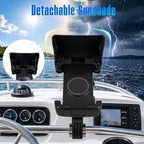 1 Pack Boat Phone Holder, Marine Cell Phone Holder with Sunshade, Black 360 Degree Adjustable Knob Crab Clamp, Smartphone Accessory for Boat Rail, Car, Cycling, Pontoon and Outdoor Use