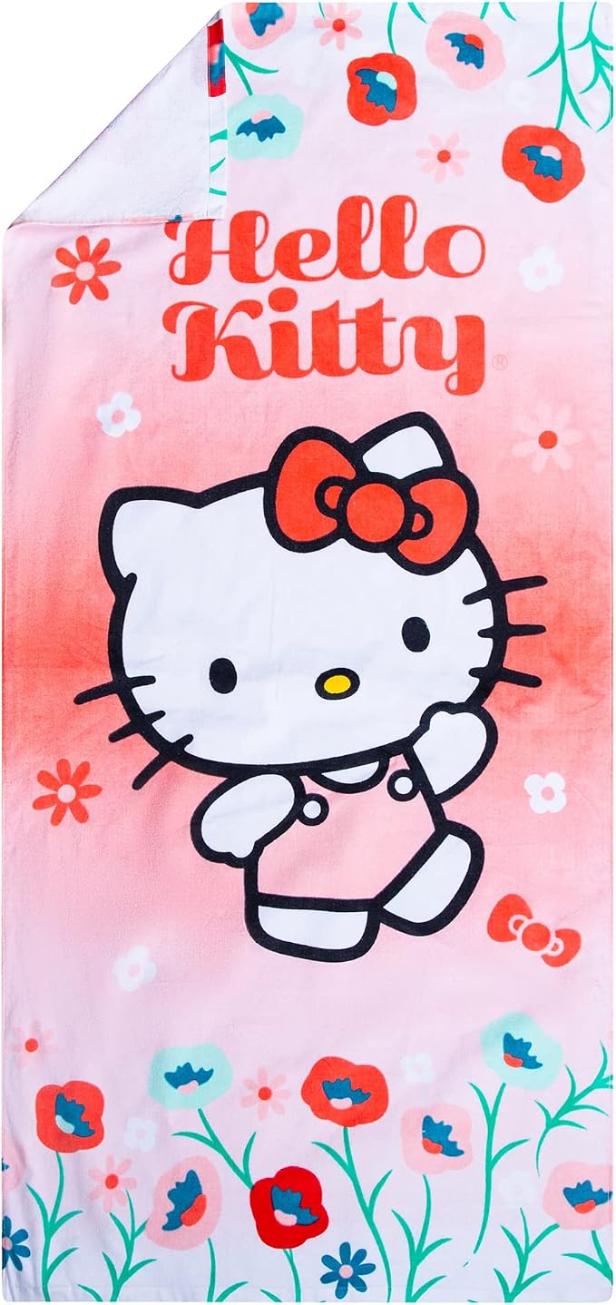 Kids Super Soft Cotton Beach Towel, 58 in x 28 in, Hello Kitty