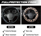 Steering Wheel Cover, Fluffy Car Wheel Covers for Women/Girls/Ladies，Soft Wool Fur Steering Wheel Protector, Universal 14 1/2 inches to 15 inches - White