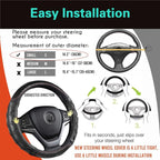 Small Size Steering Wheel Cover Great Grip with 3D Honeycomb Anti-Slip Design, 14 Inch (Black/Red Stitch)