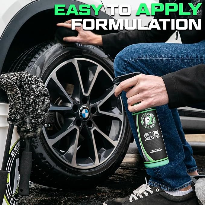 Wet Tire Dressing Spray - Extremely High Shine Tire Dressing for That Wet Look - No Sling, Non-Greasy Silicone Formula with UV Protection - Easy to Apply, Minimal Cure Time - 16 fl oz, 2 Pack