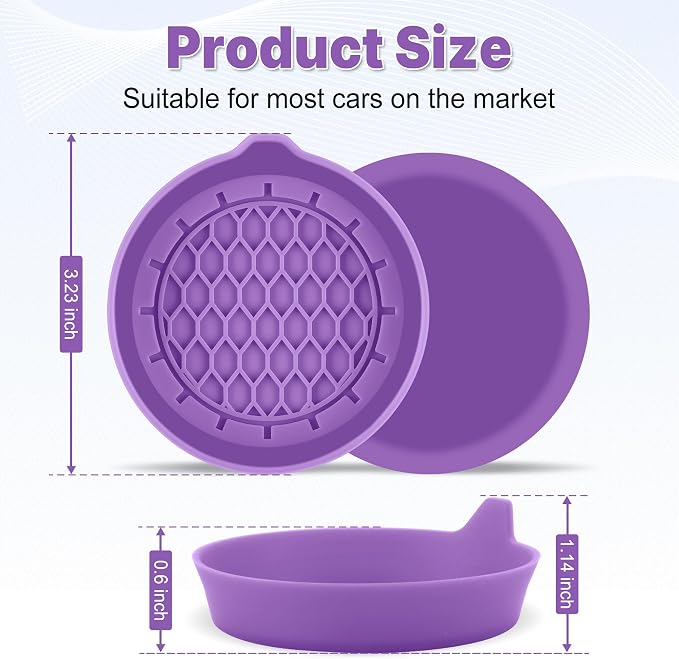 Car Cup Holder Coaster, Silicone Cup Holder Insert, Universal Non-Slip Cup Holders, Car Accessories Interior for Women and Man 4 Pack Light Purple