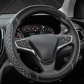 Customized Auto Car Steering Wheel Cover for Toyota Rav4 Corolla Camry Highlander (Diamond Quilted-Black+Gray-Standard Size)
