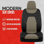AquaShield Waterproof Front Seat Covers, Beige Seat Covers for Cars – Neoprene Front Car Seats Cover, SUV Seat Covers Protector - Car Interior Cover for Auto, Trucks, & Dog Owners