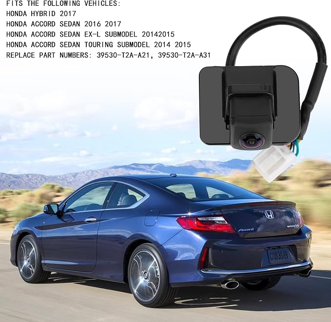 39530-T2A-A31 Backup Camera Rear View Back Up Assist Camera Compatible with 2014 2015 Honda Accord Sedan EX-L, 2016 2017 Accord Sedan Replace # 39530-T2A-A21,39530-T2A-U110-M2
