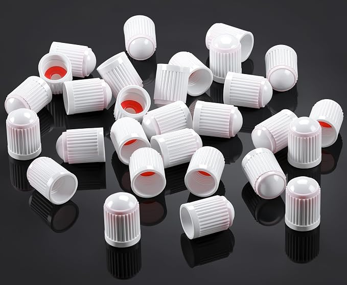 15PCS Tire Valve Stem Caps, Corrosion Resistant, with O Rubber Ring, Airtight Seal Heavy Duty Dustproof Tire Valve Stem Covers for Cars, SUV, Trucks, Bikes, Motorcycles, Bicycles(White)