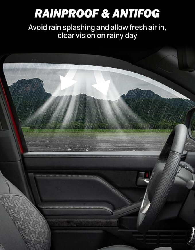 Rain Guards Compatible with 2024-2026 Tacoma Double Cab | Low Profile Outside Mount Acrylic Vent Visors, Tape-On Window Deflectors, Reduce Wind Noise & Block Rain