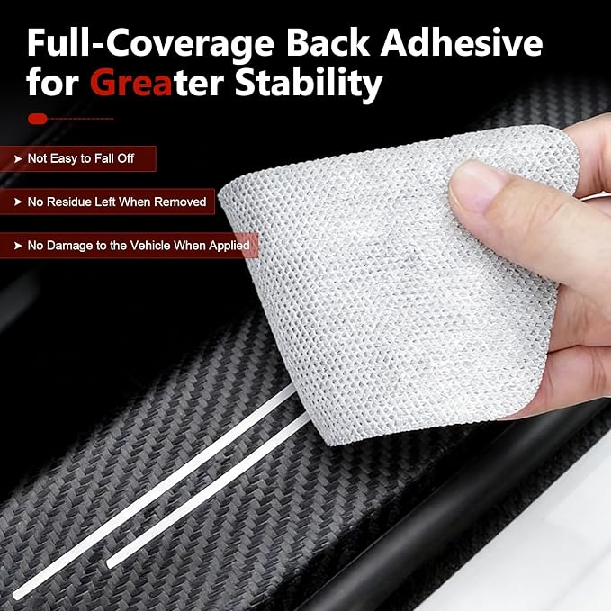 9 PCS Car Door Sill Protectors, Carbon Fiber Threshold Guard Sticker, Self-Adhesive Car Doors Step Guard Decal, Universal for Most Cars