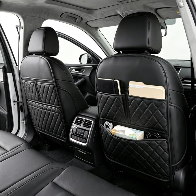 ROXAI 2 Pack Kick Mats Back Seat Protector, Seat Back Cover for Kids Feet, Anti-Kick Pad for Back of Front Seats – Waterproof, Keep Car Clean from Dirt, Scuffs & Stains