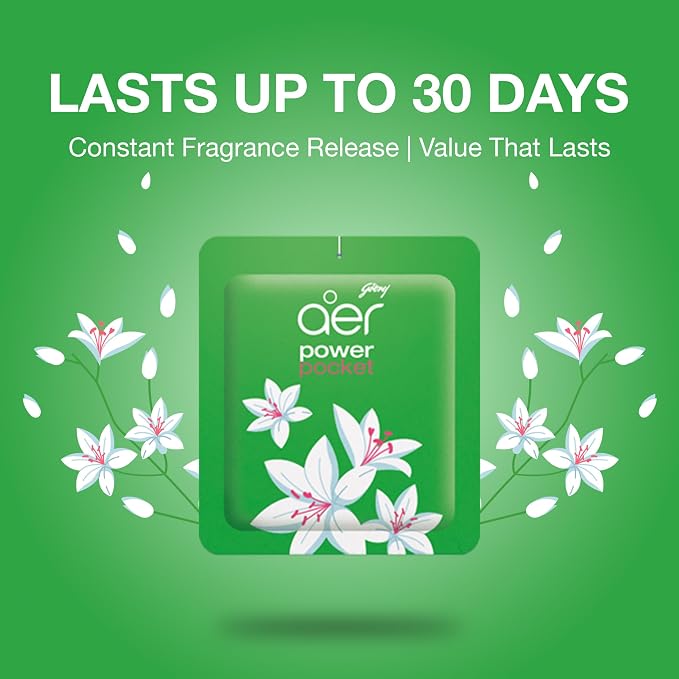 AER Power Pocket Jasmin Floral Delight Solid Gel Air Freshener for the Entire Home with Long Lasting Scent, Pack of 6